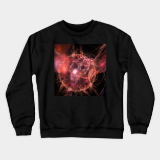 Fractal solar explosion in orange on black Crewneck Sweatshirt